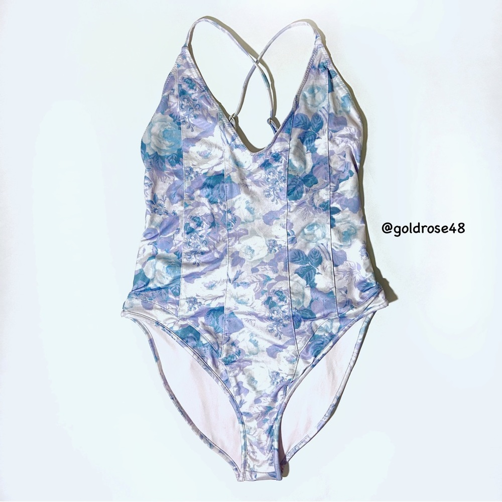 LoveShackFancy Shailee one piece bathing suit in Light Blue Rain